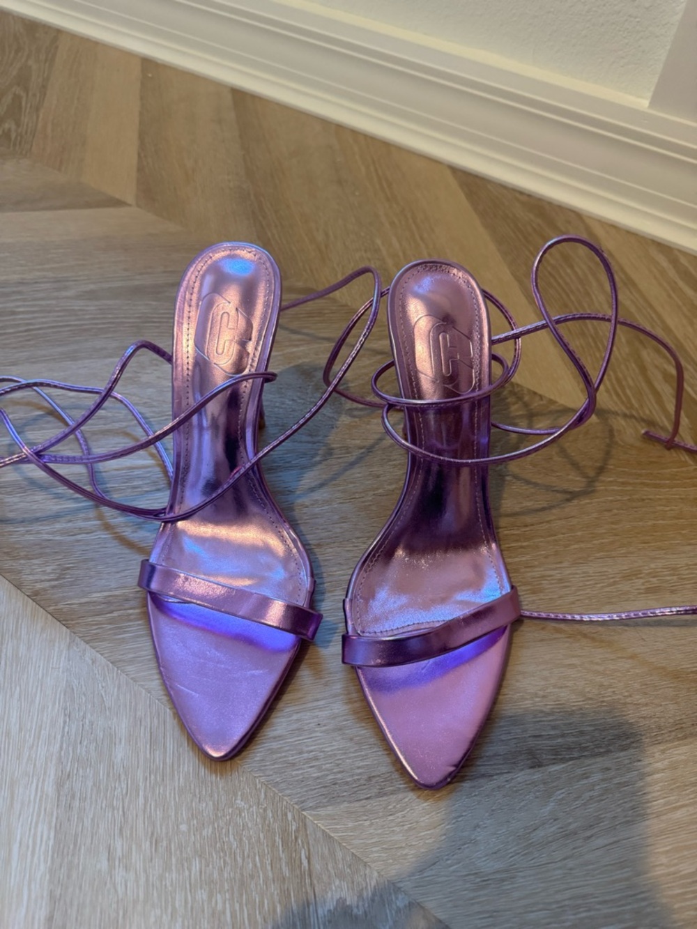Metallic Purple Strappy Women's Heels